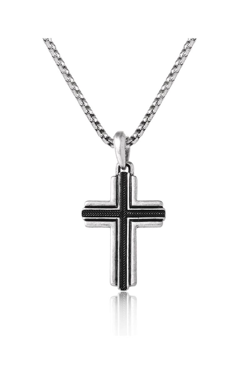 Lucky Brand Silver Cross Pendant Necklace, Main, color, 48