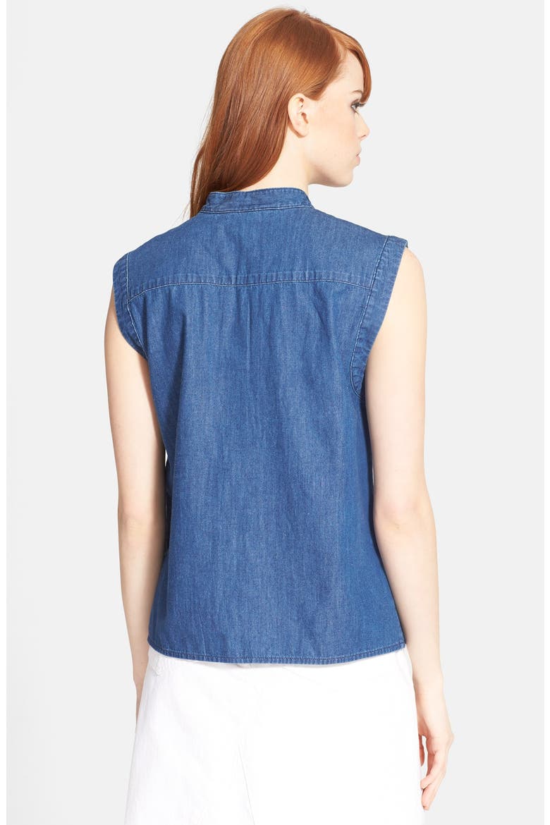 Sleeveless Chambray Top, Alternate, color, BLOW BLUE