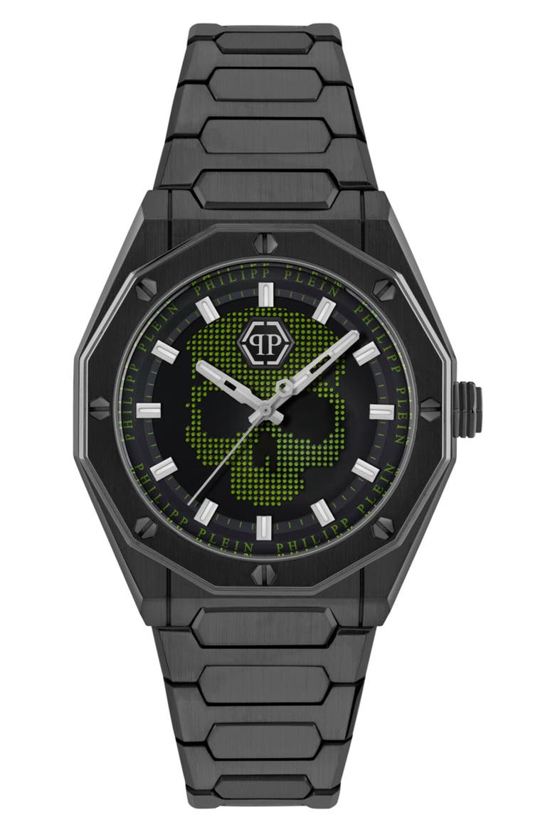 Plein Deluxe Bracelet Watch, 44mm, Main, color, BLACK