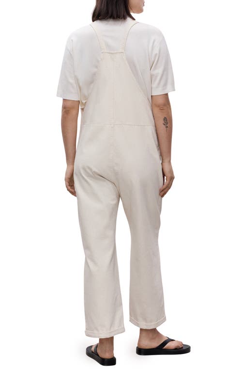 Mango Denim Maternity Overalls In Off White