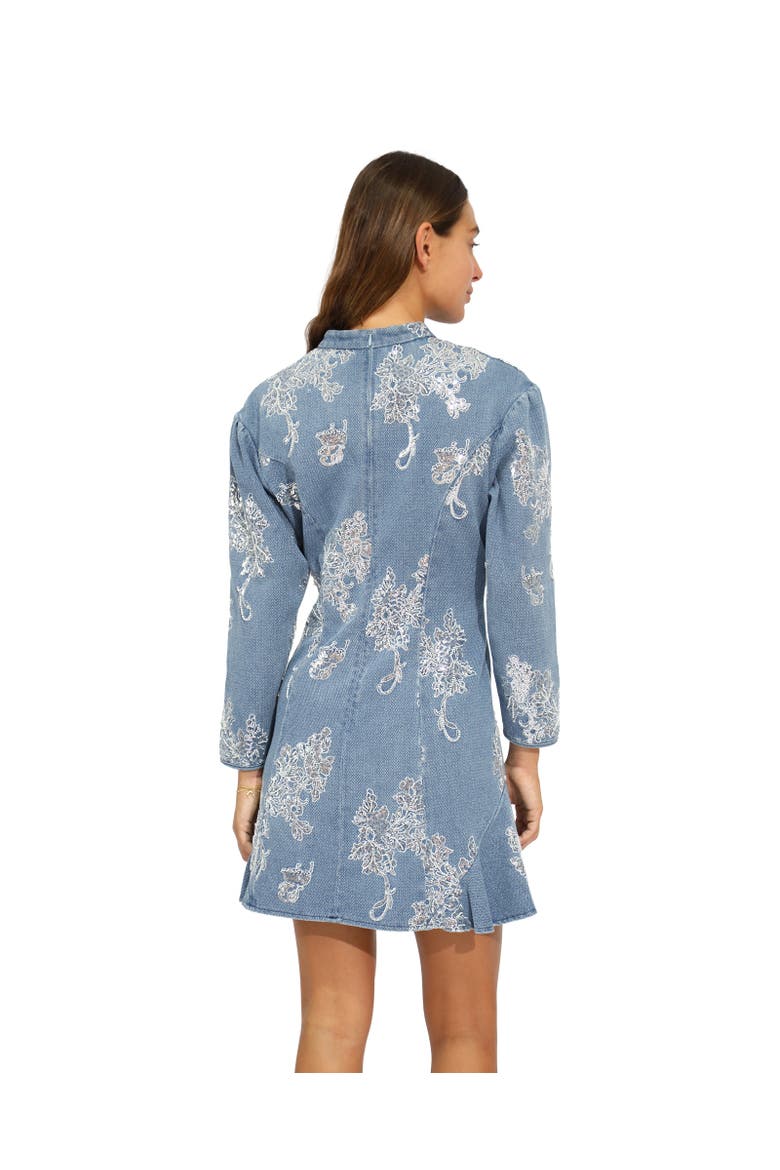 Heart You Denim Beaded Mini Dress, Alternate, color, Blue