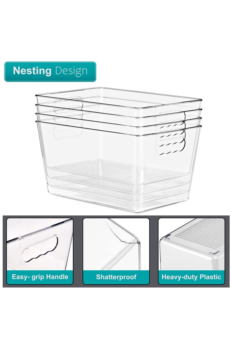 8-Pack Large Clear Storage Bins, Alternate, color, NO COLOR