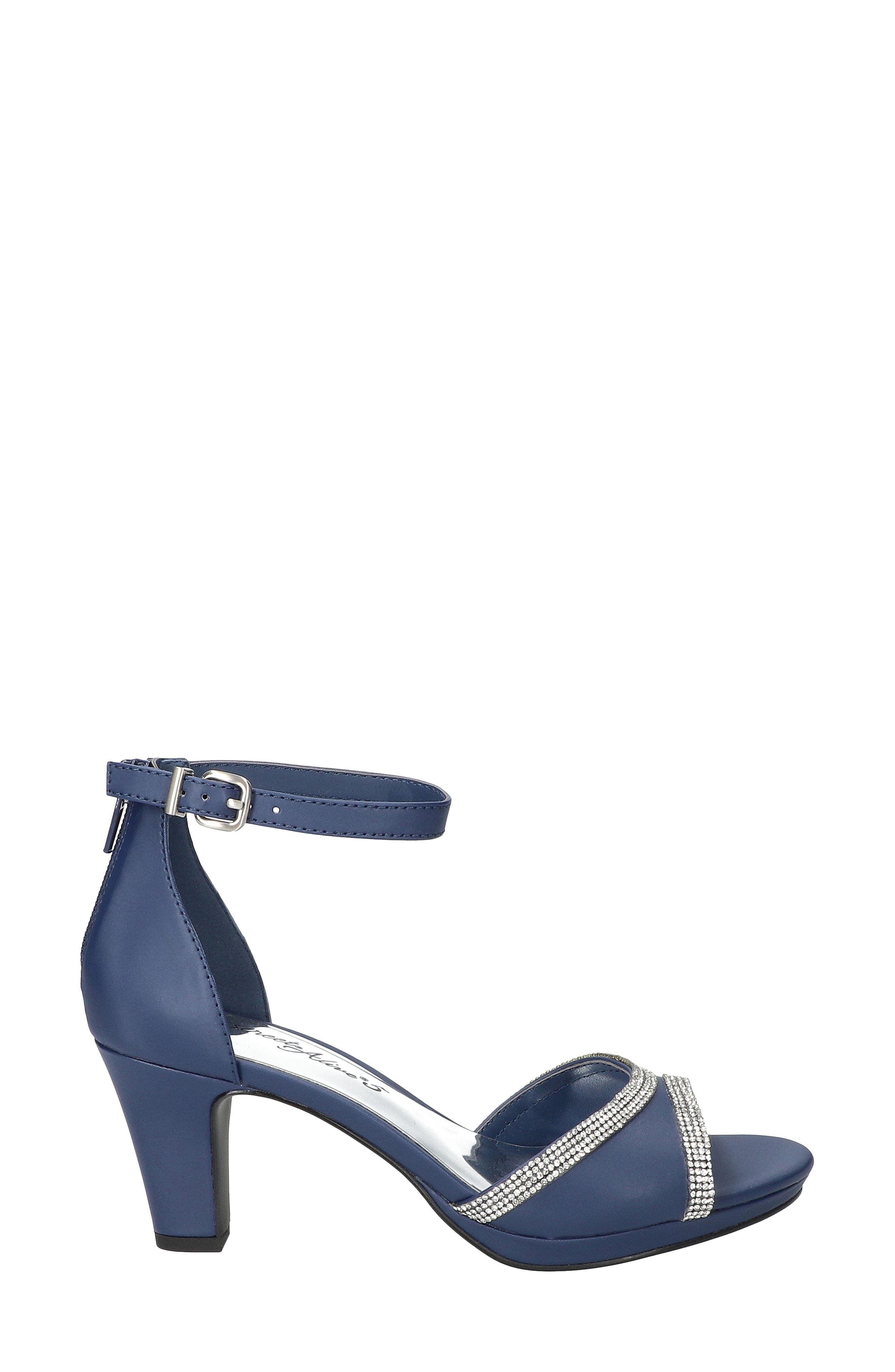 Davina Ankle Strap Sandal, Alternate, color, NAVY SATIN