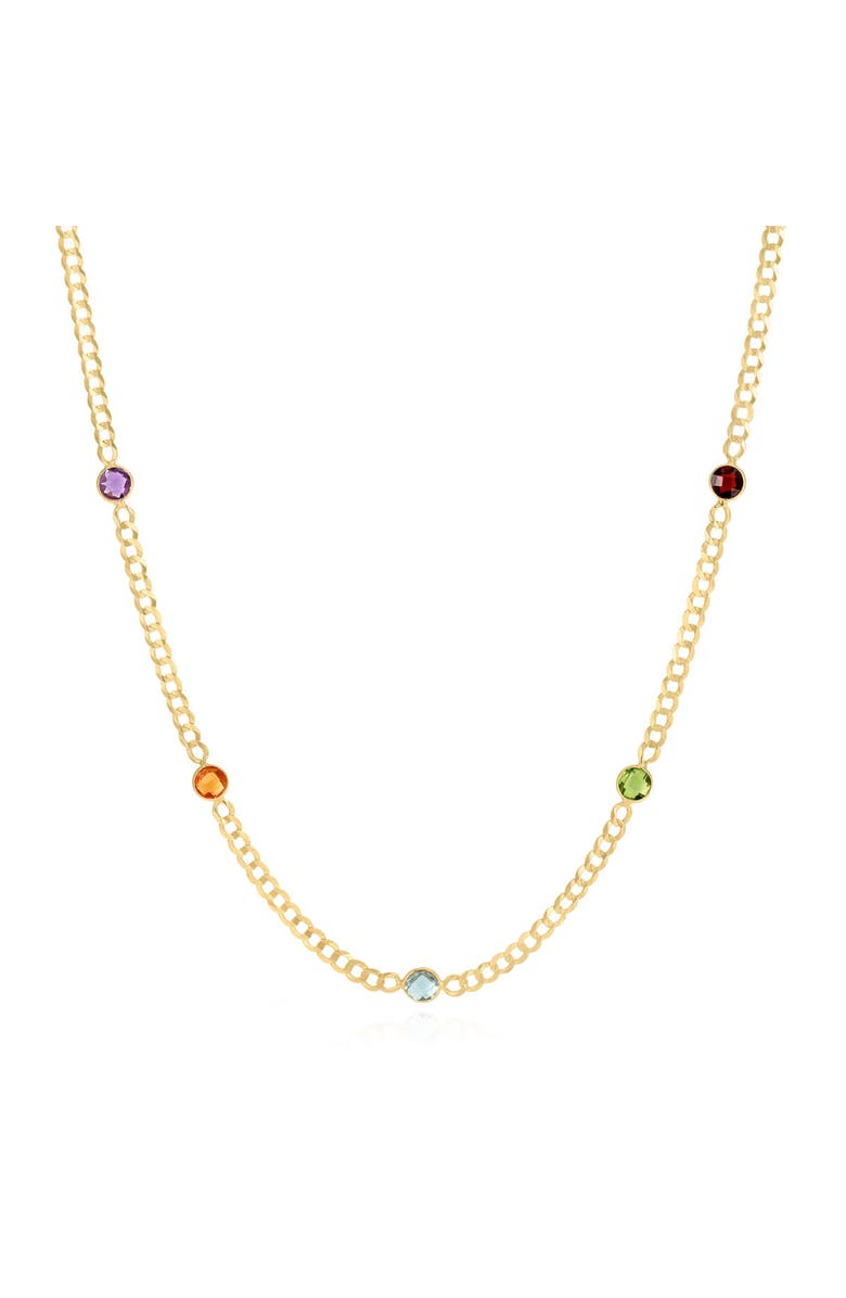 The Lovery Fine Jewelry Rainbow Gemstone Curb Necklace, Main, color, Multicolored Gemstone