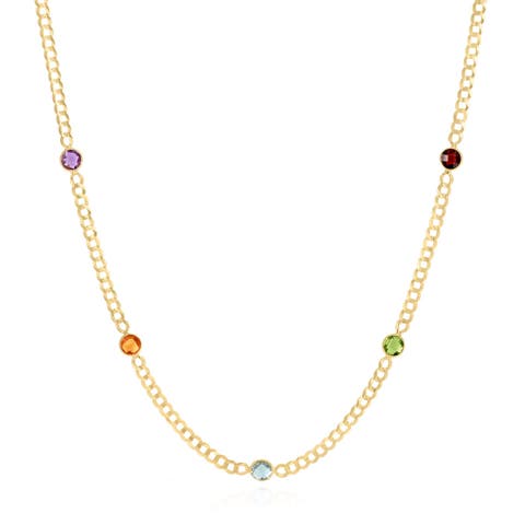 Rainbow Gemstone Curb Necklace