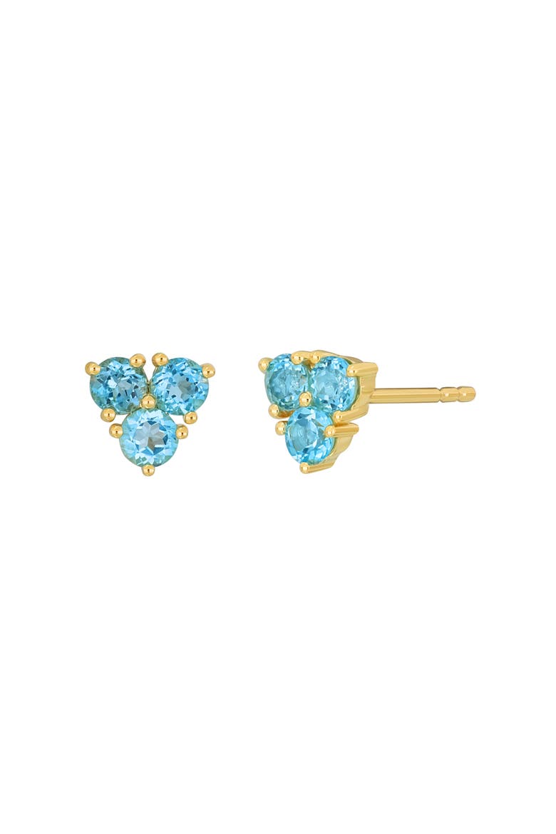 14K Gold Semiprecious Stone Trio Stud Earrings, Main, color, 14KY