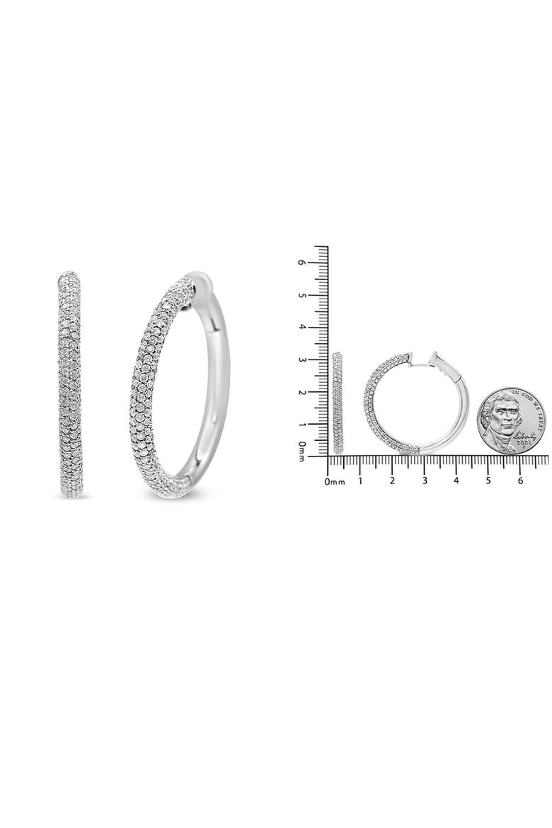18K White Gold 2 1/3 Ctw Pave Set Diamond Semi Eternity Leverback Hoop Earrings, Alternate, color, White