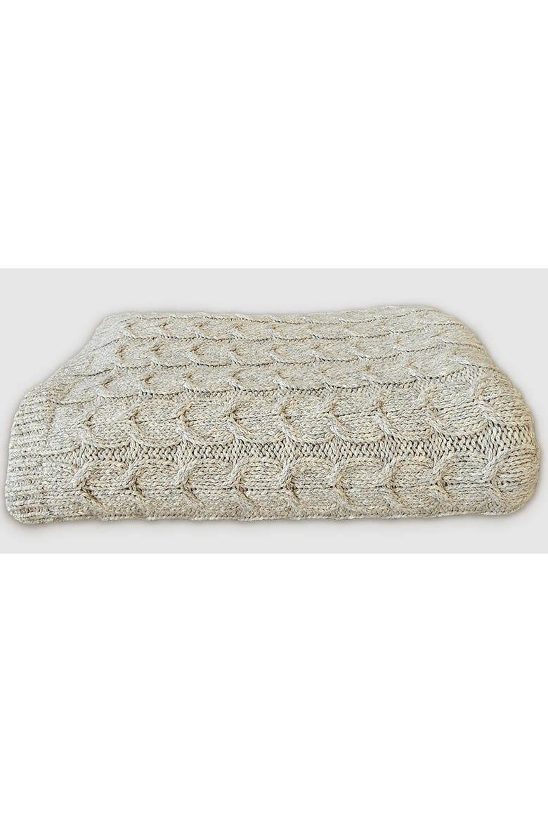 Handloomed Muru Collection - Luxurious Artisan Weaver Peruvian Pima Cotton & Undyed Baby Alpaca Super Soft Cable Blanket, Main, color, Silver