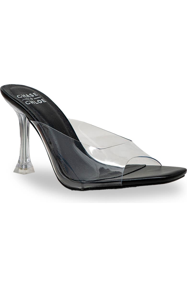 CHASE AND CHLOE Echo Square Toe Sandal, Main, color, Clear Black Pu