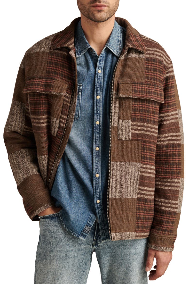 Patchwork Chore Coat, Main, color, BROWN PATCHWORK MULTI
