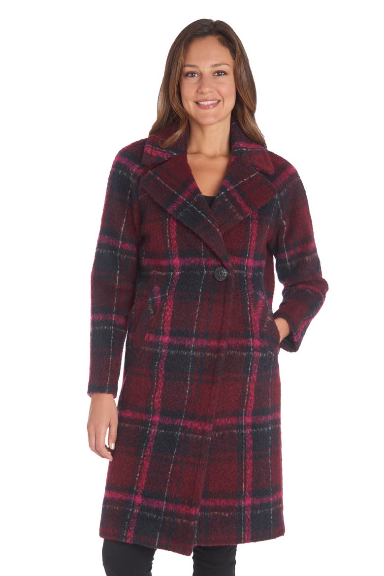 Plaid Notch Collar Topper, Alternate, color, MAGENTA