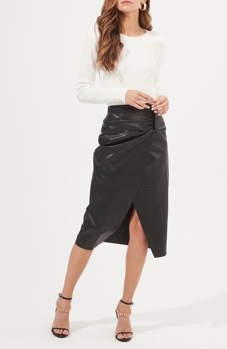 ASTR the Label Kari Faux Leather Midi Skirt, Alternate, color,