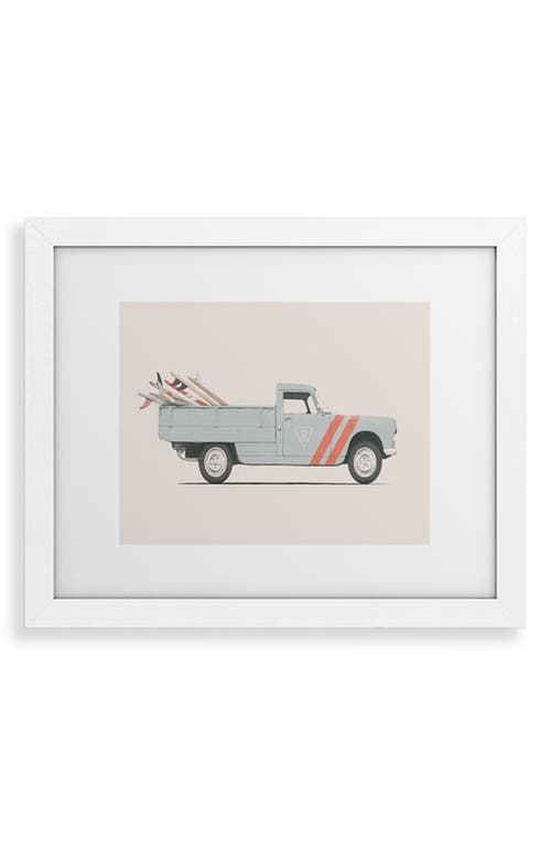Deny Designs Surfboard Pick Up Van Framed Art Print in White Frame 13X19 