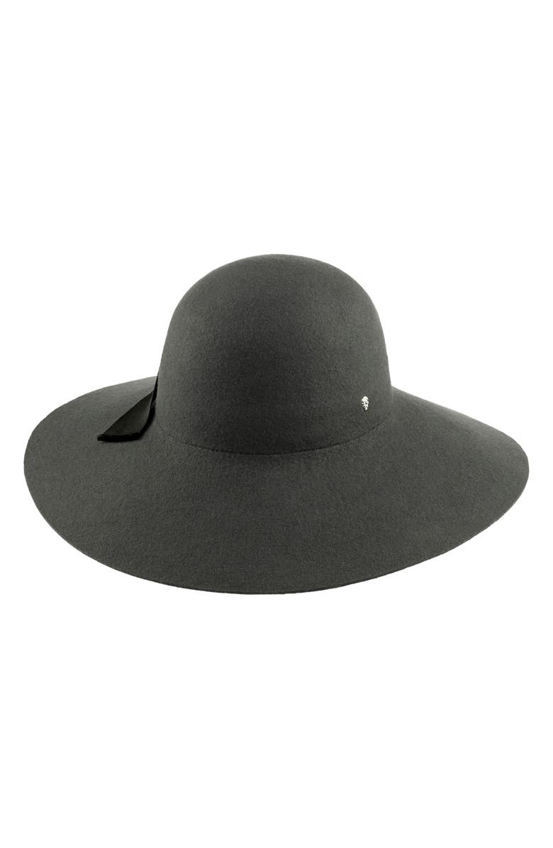 Helen Kaminski Gray Wool Felt Fedora Hat - Rounded Crown w/ Grosgrain Bow HELEN KAMINSKI $440 Black/Grey Felt Wool Brim Fedora Hat  main image 4