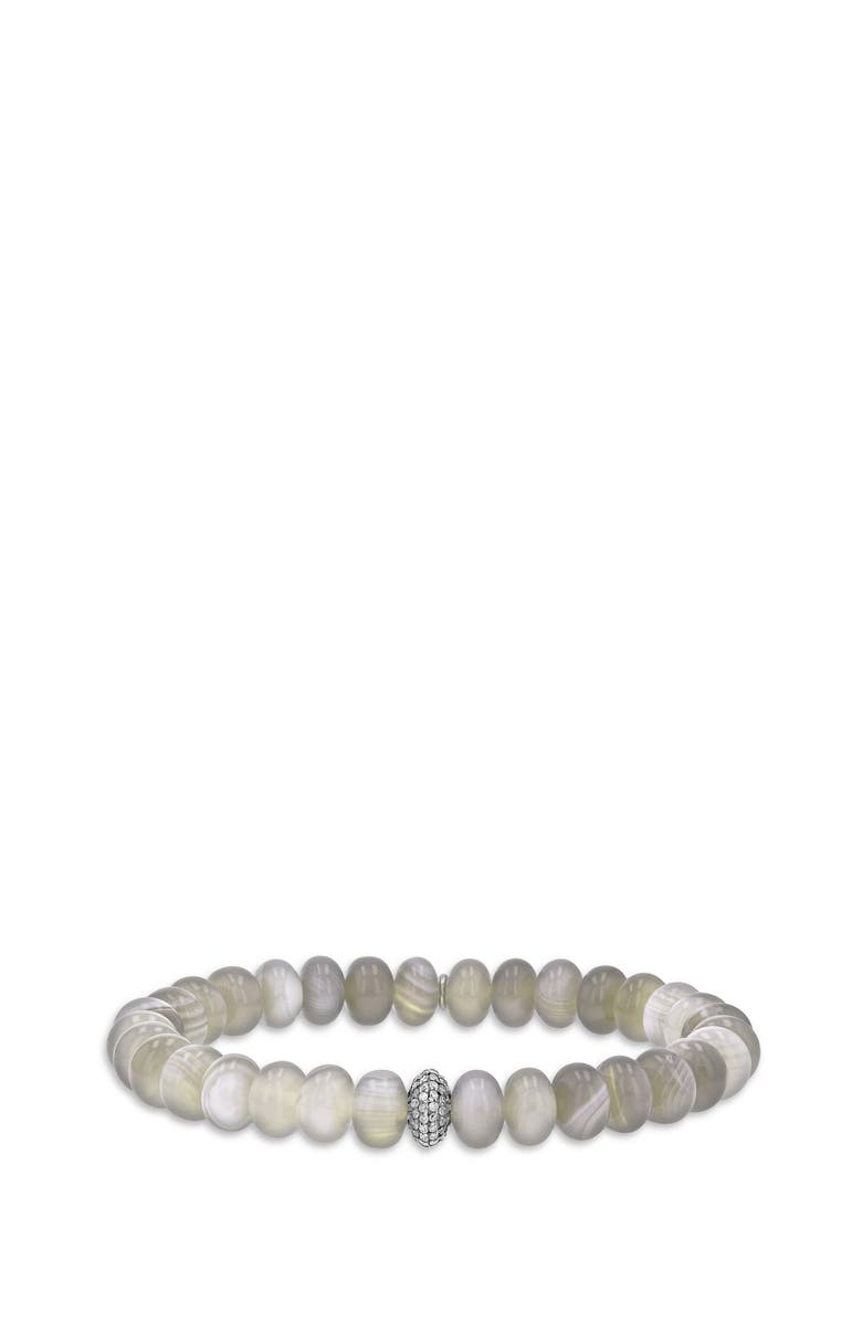 Sheryl Lowe Botswana Agate 8mm Bead Bracelet with Diamond Donut, Main, color,