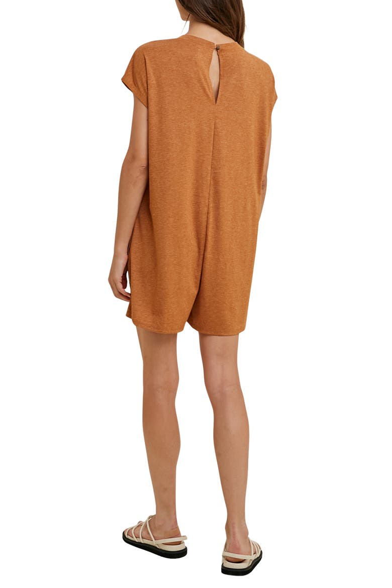 Short Sleeve Melange Knit Romper, Alternate, color, AMBER