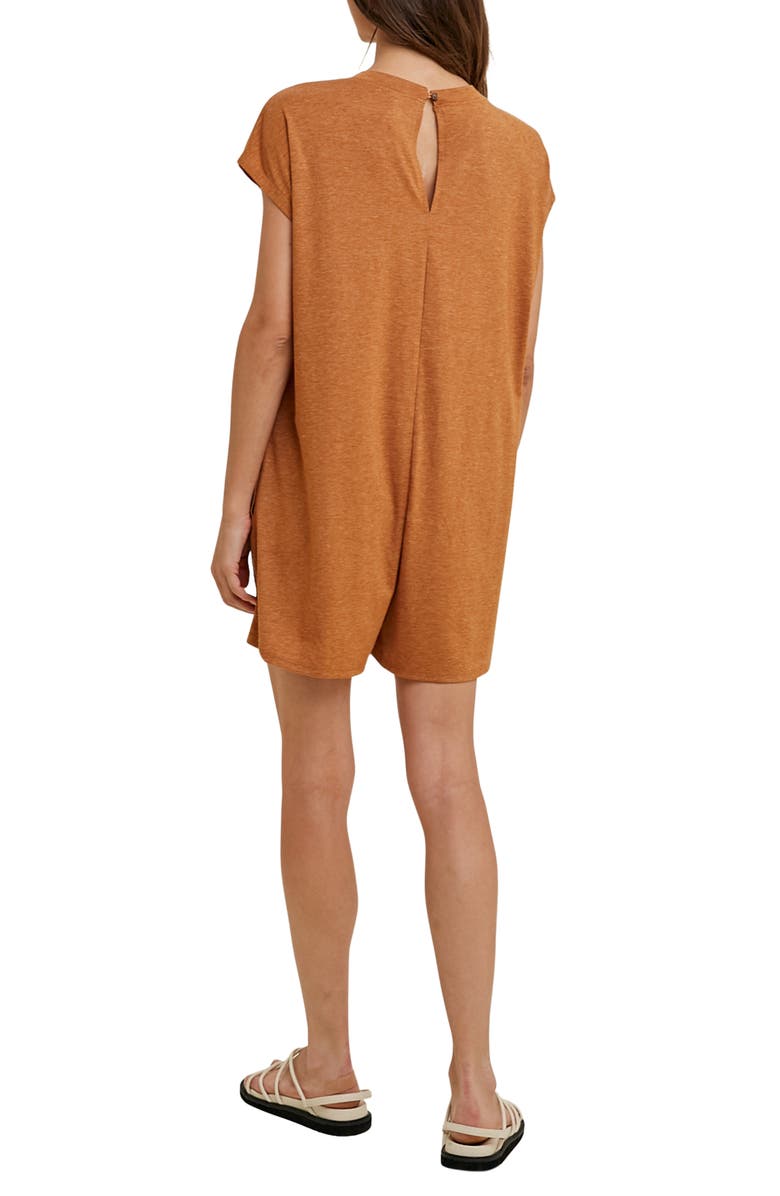 WISHLIST Short Sleeve Melange Knit Romper, Alternate, color, Amber