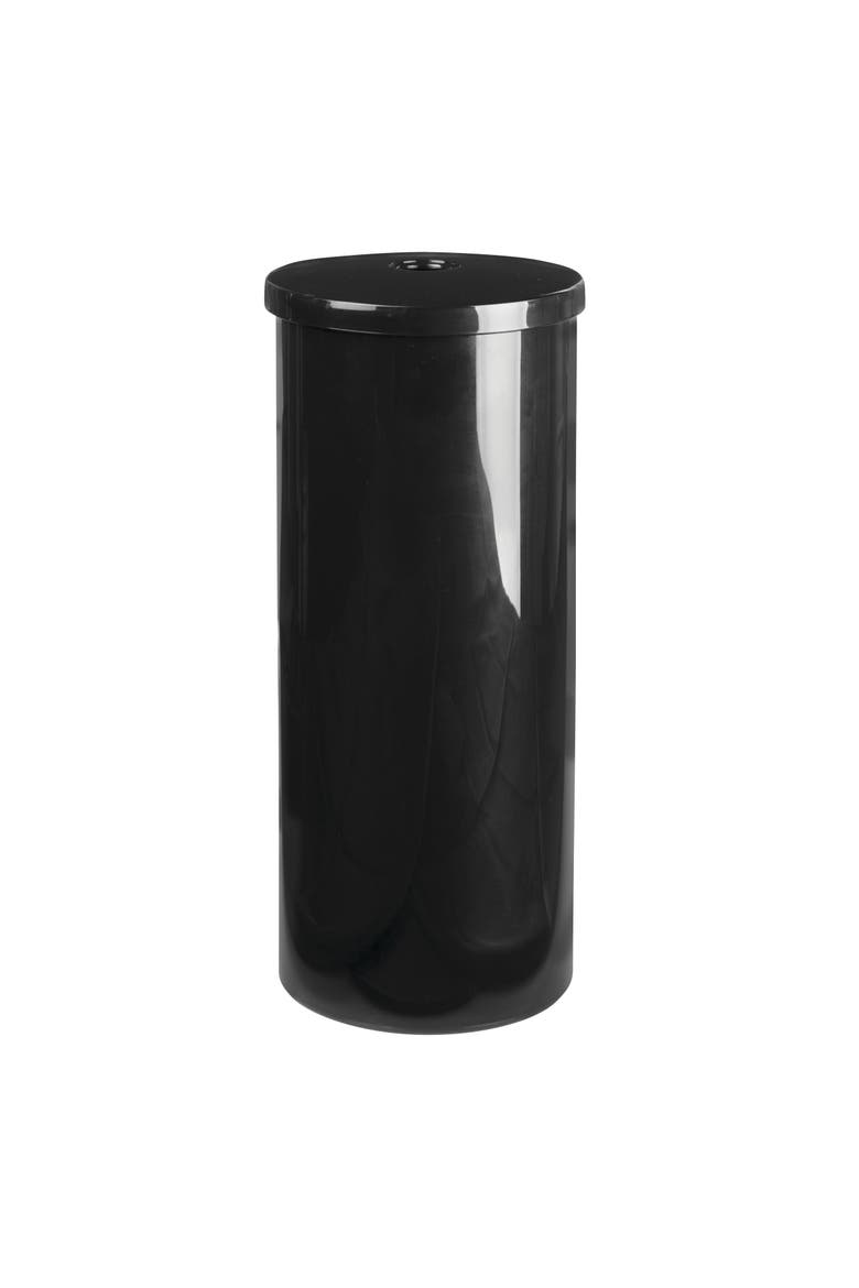 Freestanding Toilet Paper Canister with Lid for 3 Extra Rolls, Black, Made in USA, Main, color, Black