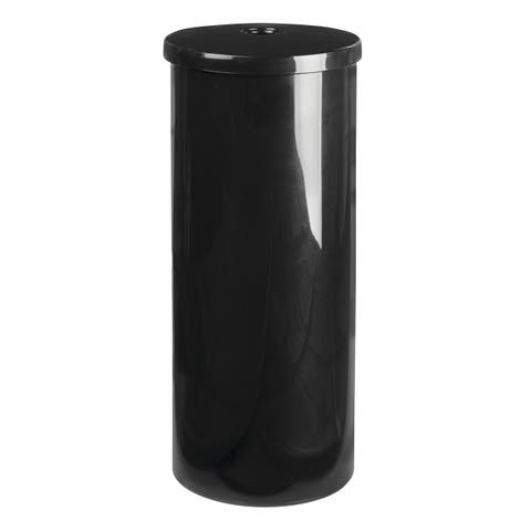 Freestanding Toilet Paper Canister with Lid for 3 Extra Rolls, Black, Made in USA