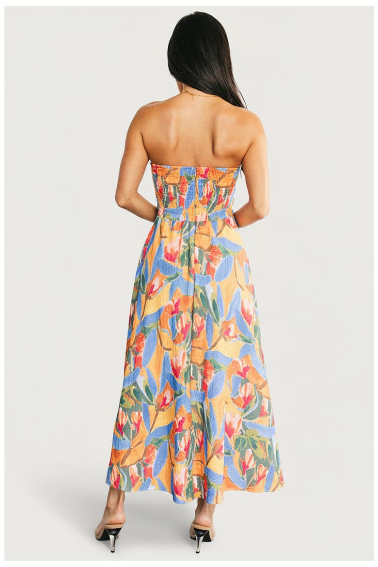 Solana Strapless Midi Dress, Alternate, color, Blue Multi