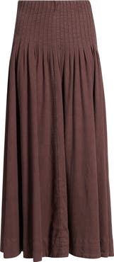 Treasure & Bond Pleat Accent Linen Blend Maxi Skirt