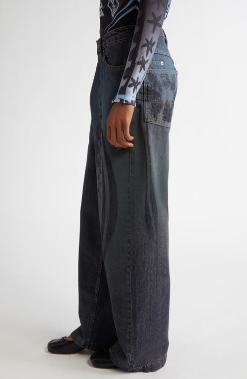 Paolina Russo Ice Printed Baggy Wide Leg Jeans In Blue