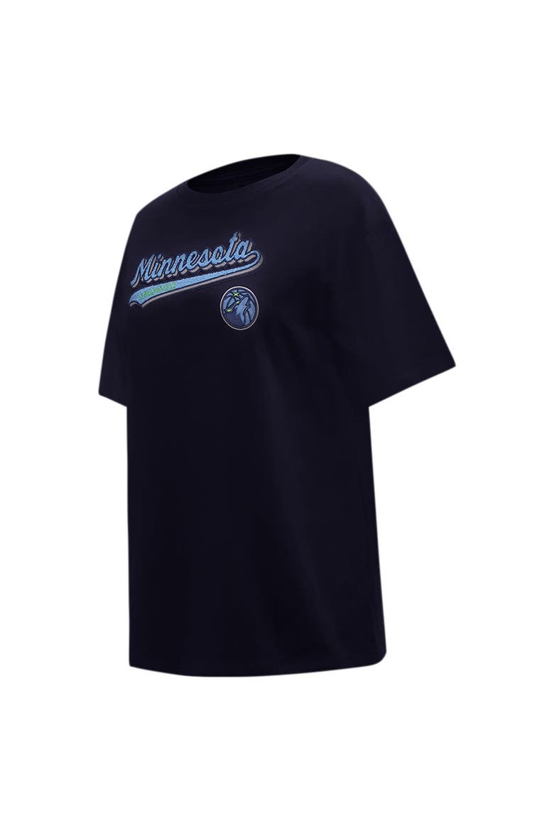 Women's Pro Standard Navy Minnesota Timberwolves Script Boyfriend T-Shirt, Alternate, color, Navy