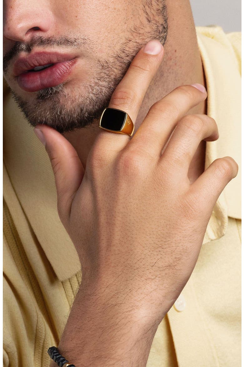 Gold Signet Ring, Alternate, color, Gold / Black Onyx