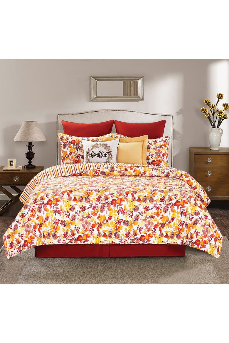 Cordelia Cotton Quilt Set  - Reversible and Machine Washable, Alternate, color, Orange
