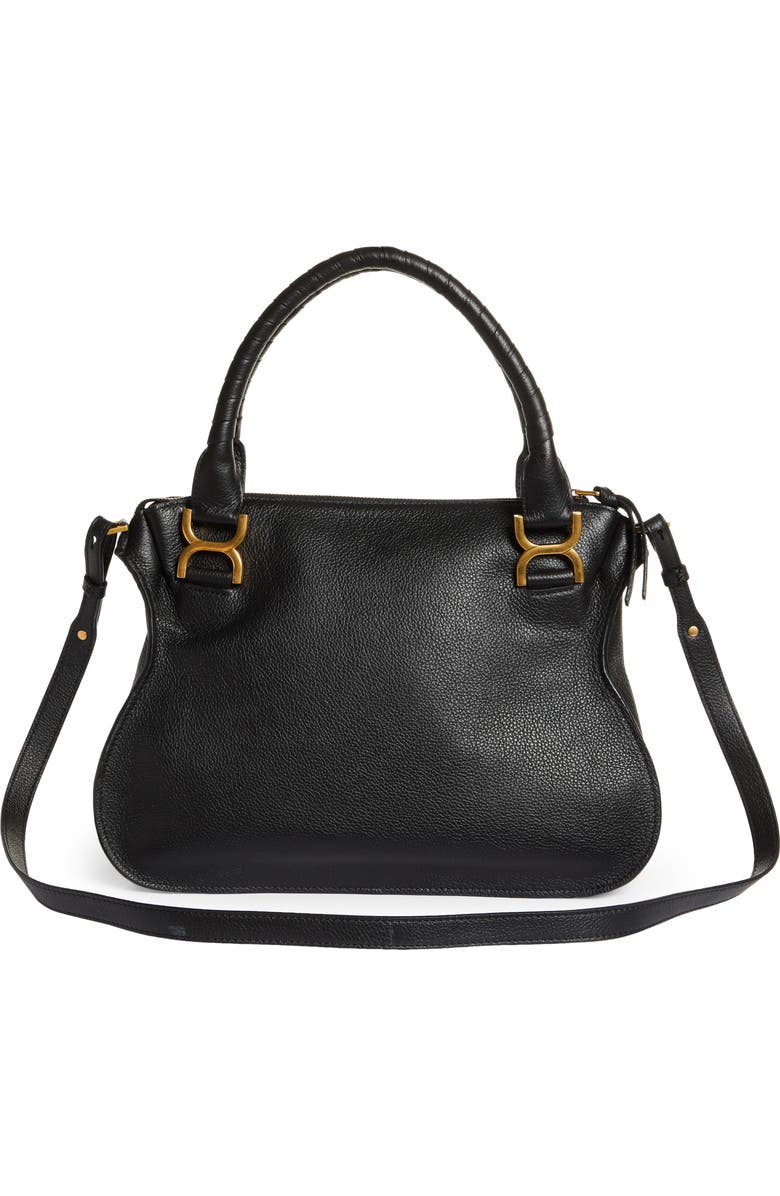 Chloé Medium Marcie Leather Satchel, Alternate, color, Black