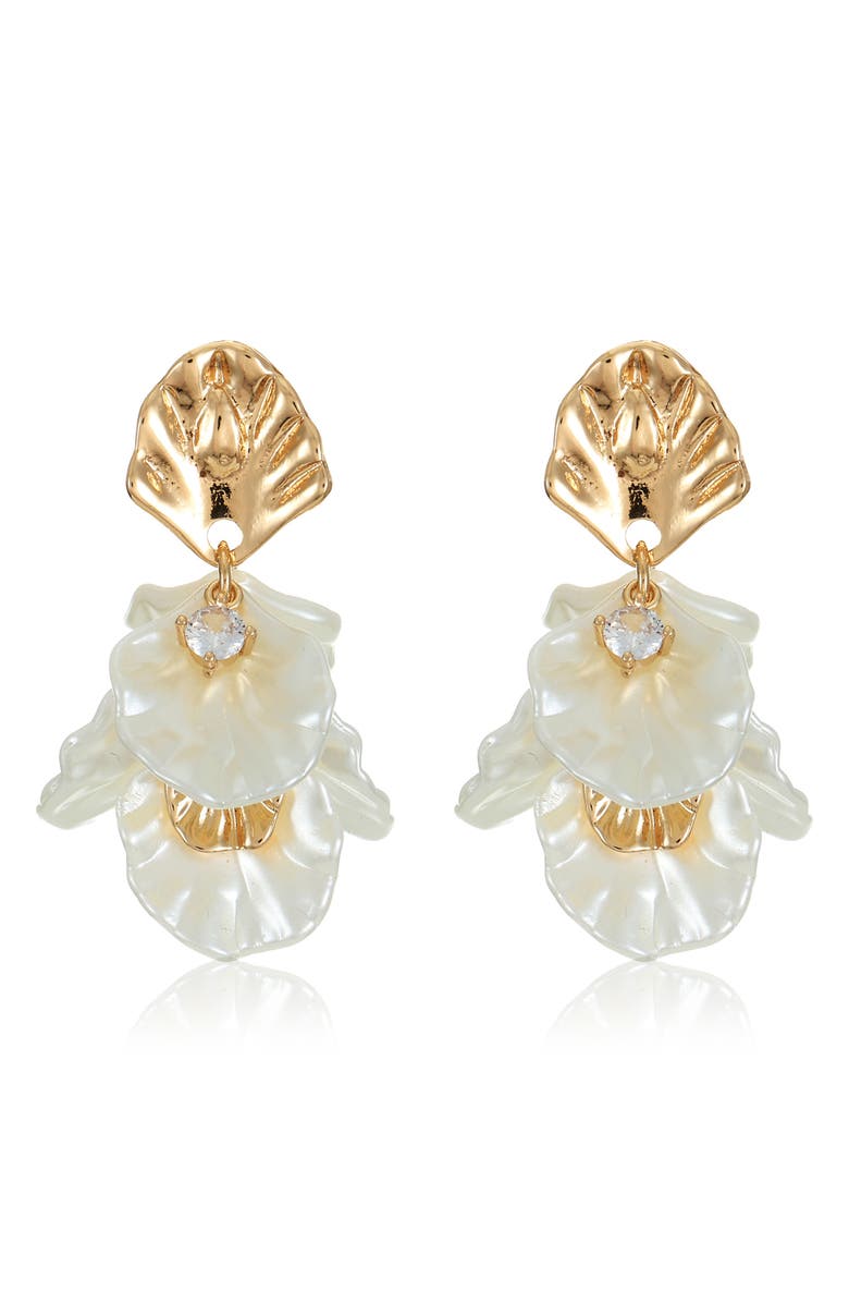 Ettika Dripping Petal Earrings, Alternate, color, Gold