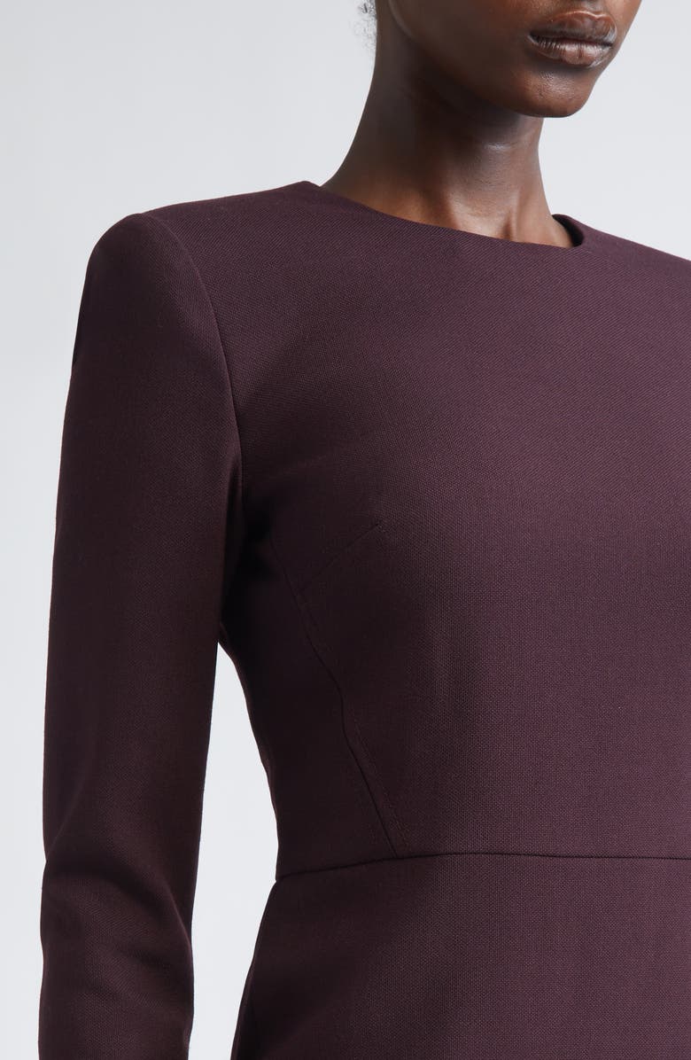 Victoria Beckham Long Sleeve Wool Blend T-Shirt Dress, Alternate, color, Deep Mahogany