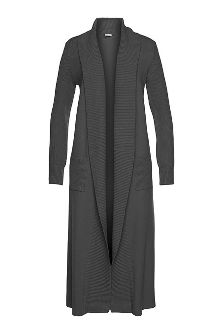 Women's Long Knit Cardigan, Alternate, color, Charcoal Grey