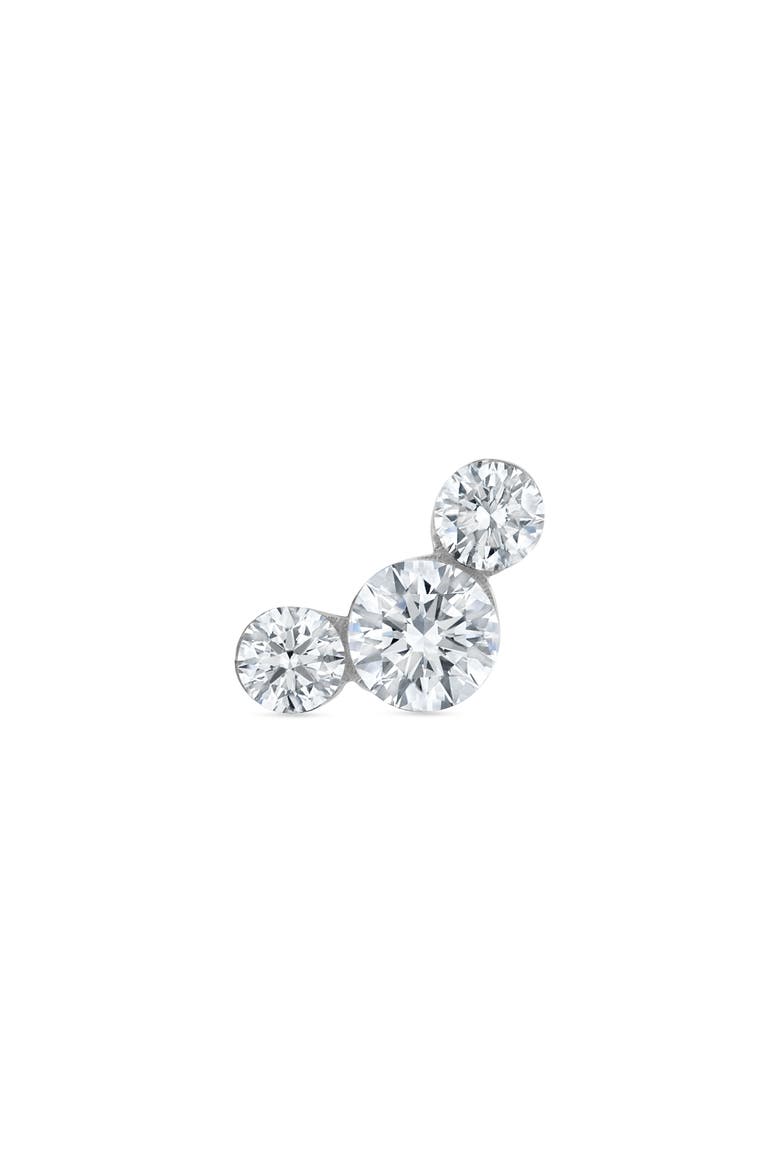 Invisible Setting Three Diamond Stud Earring, Alternate, color, WHITE GOLD