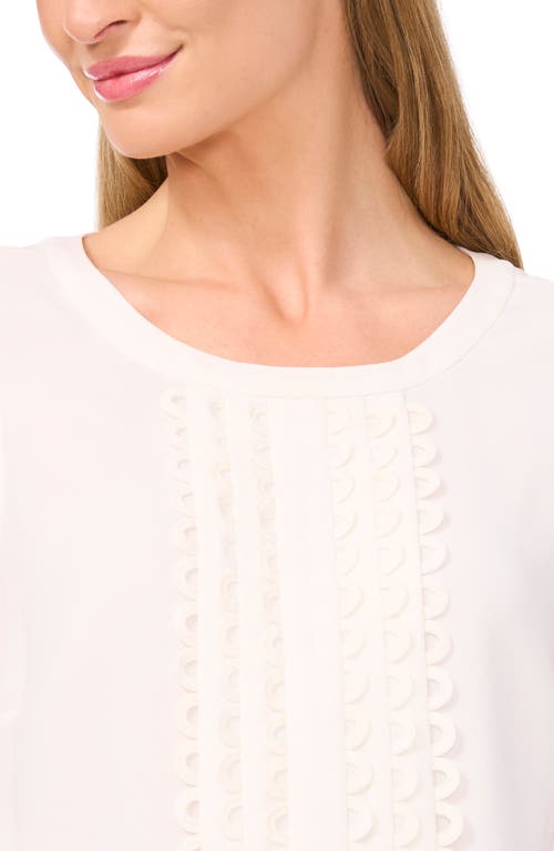 Cece Scalloped Pintuck Pleat Sleeveless Crepe Top In New Ivory
