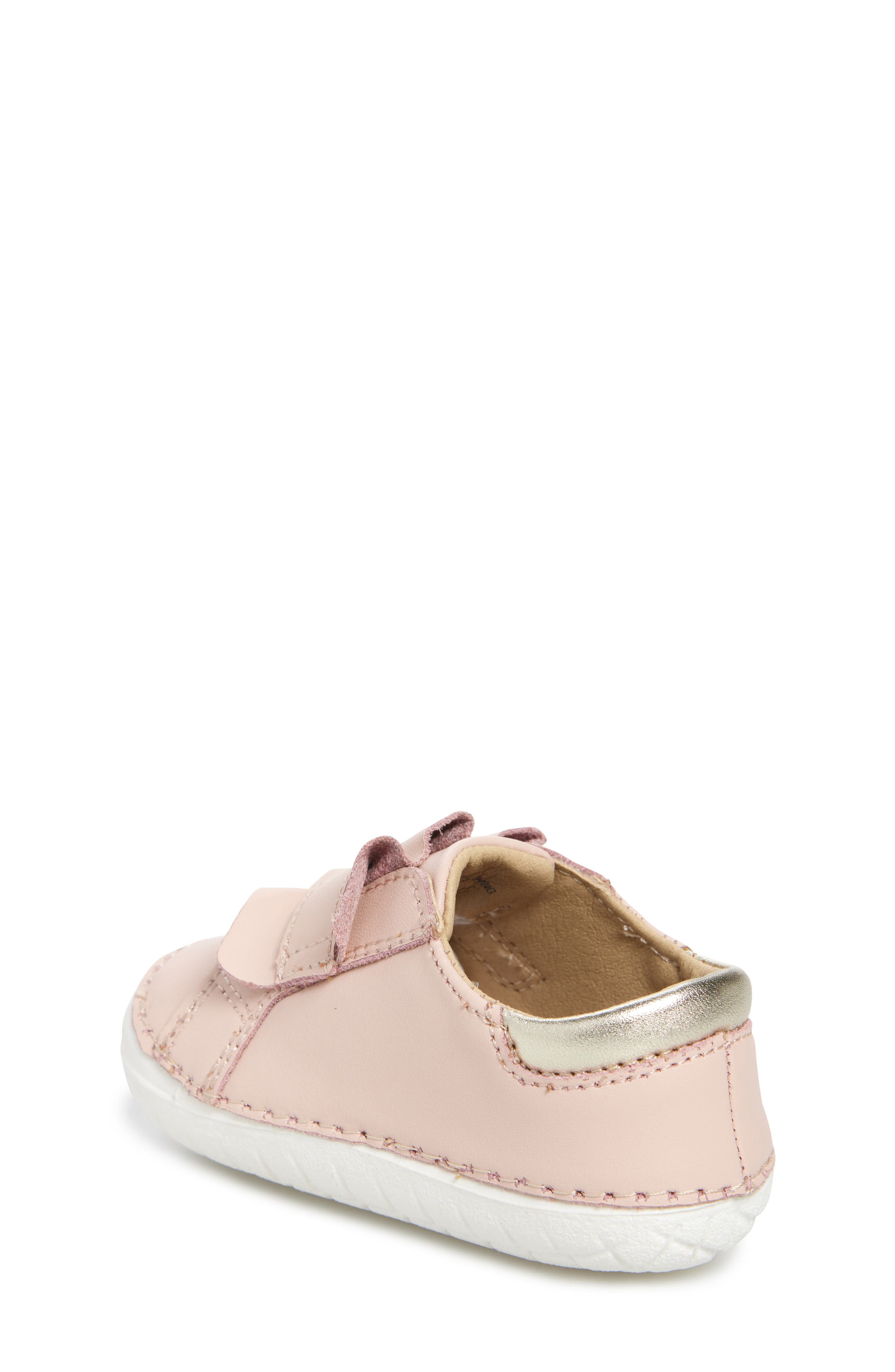 OLD SOLES Kids' Ruffle Strap Leather Sneaker, Alternate, color, Powder Pink / Gold