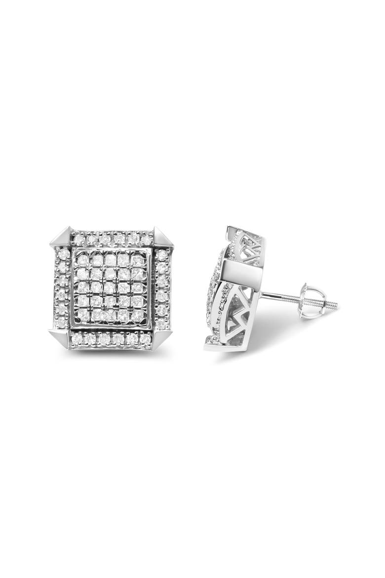 10K White Gold 1.0 Cttw Diamond Composite with Halo Stud Earrings, Alternate, color, White