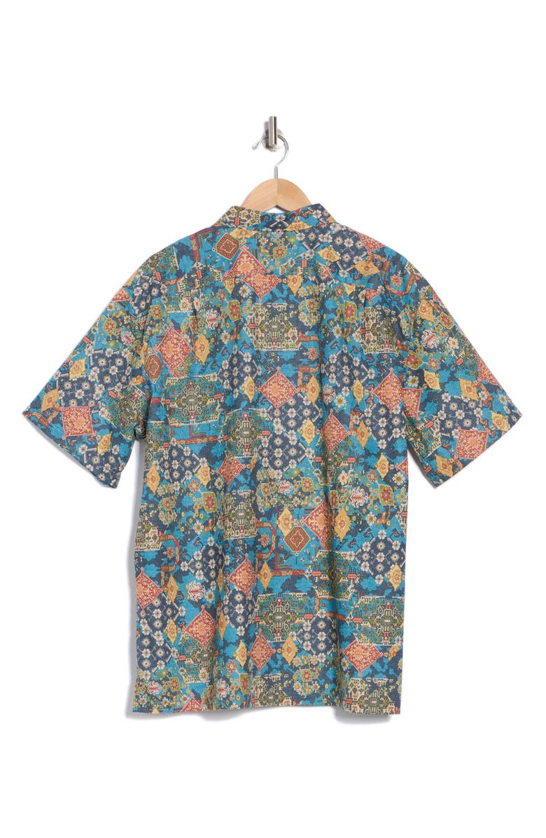 Tori Richard Ankara Short Sleeve Cotton Button-Up Shirt, Alternate, color, Navy