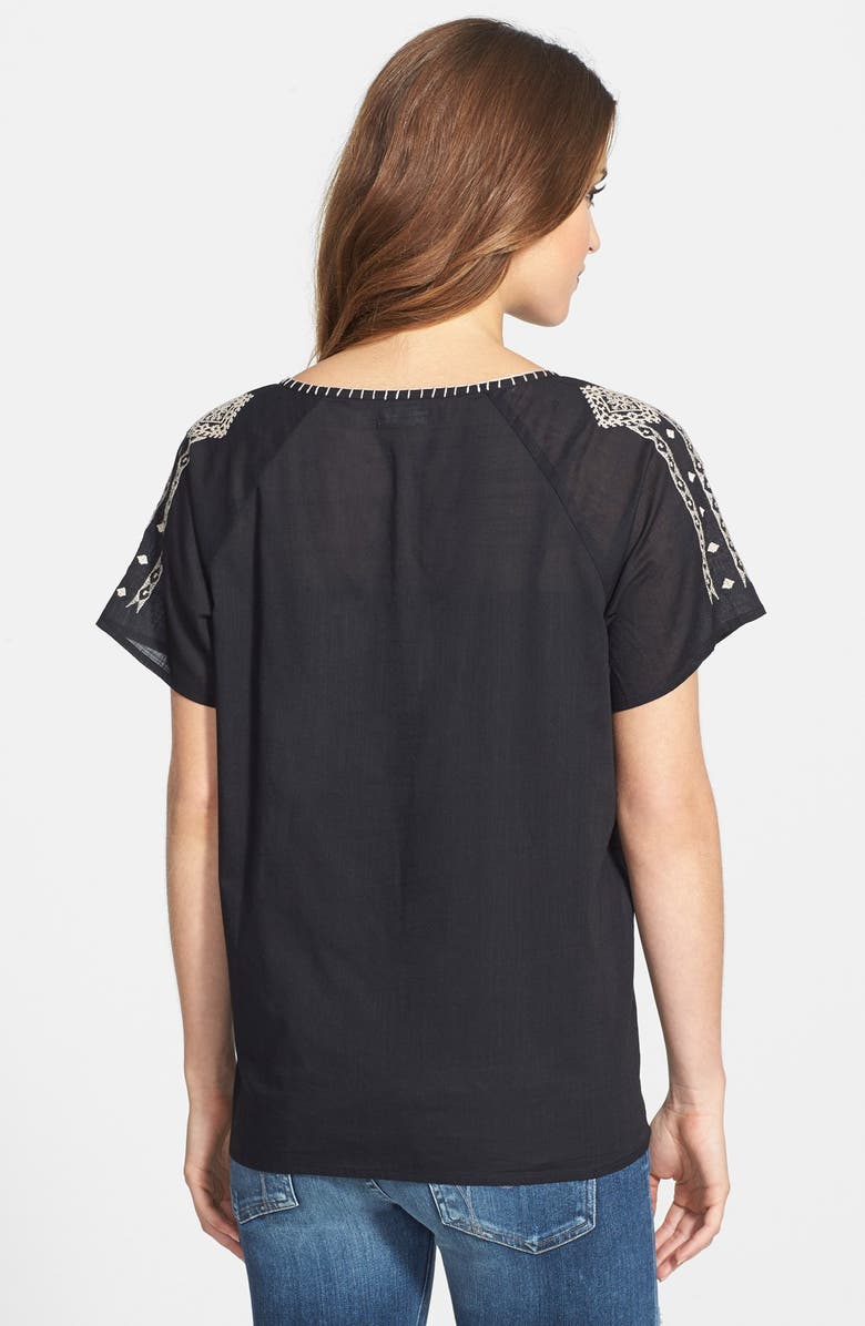 Caslon<sup>®</sup> Embroidered Split Neck Top, Alternate, color, 