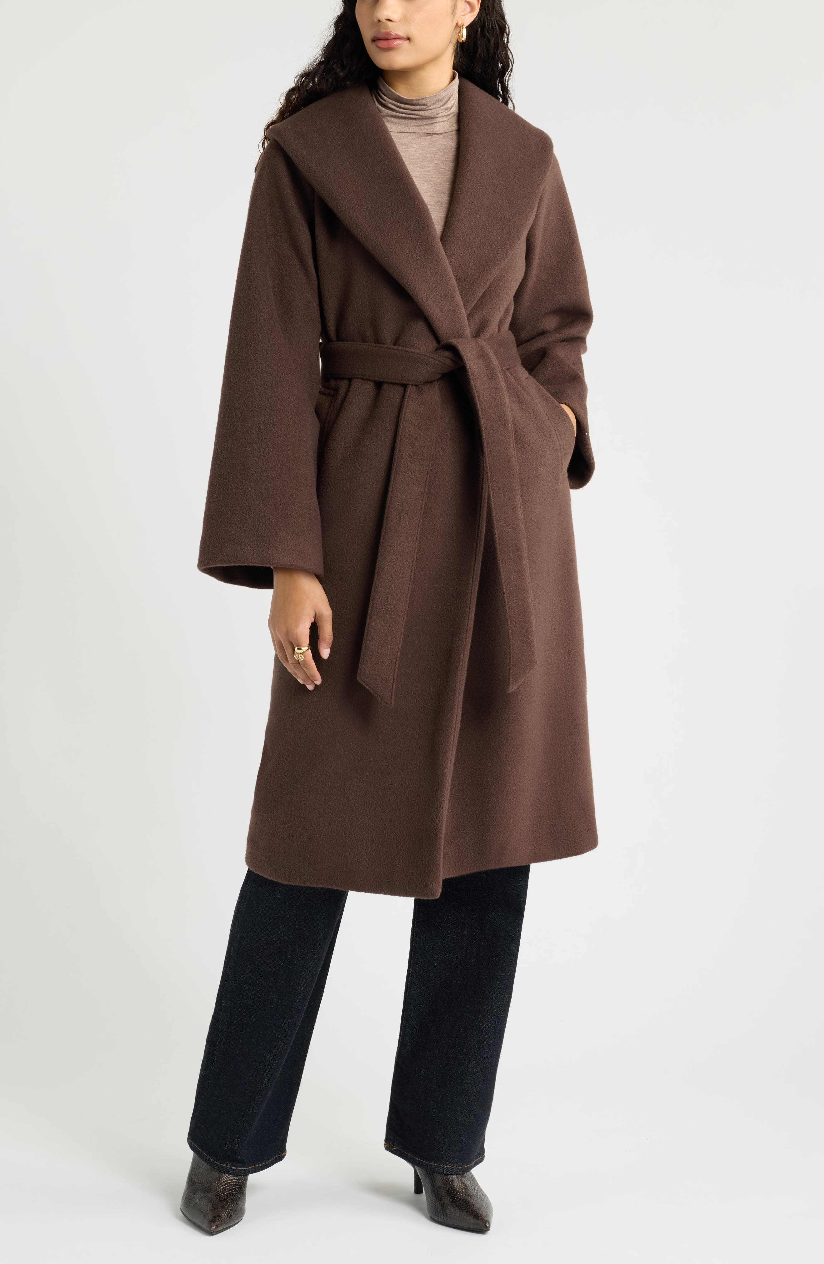 Open Edit Longline Wrap Coat (Women) | Nordstrom