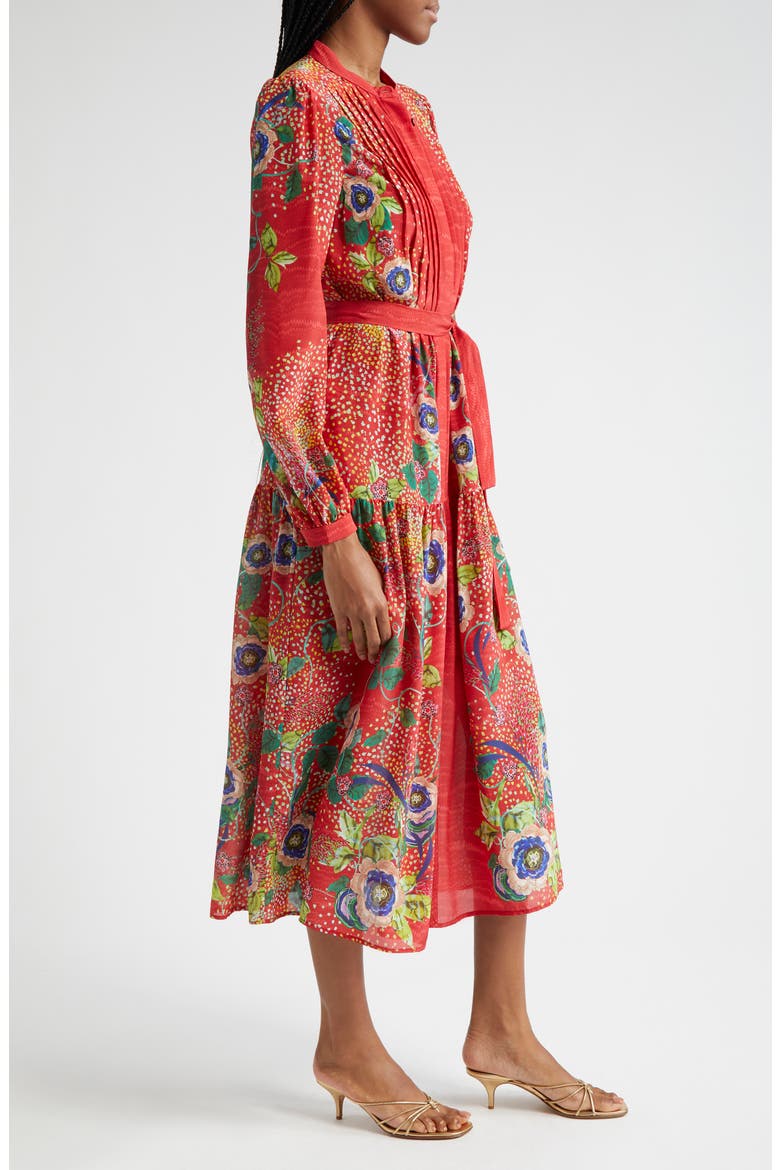 Remi Long Sleeve Silk Dress, Alternate, color, 1769-MEADOW DIANTHUS PLMT