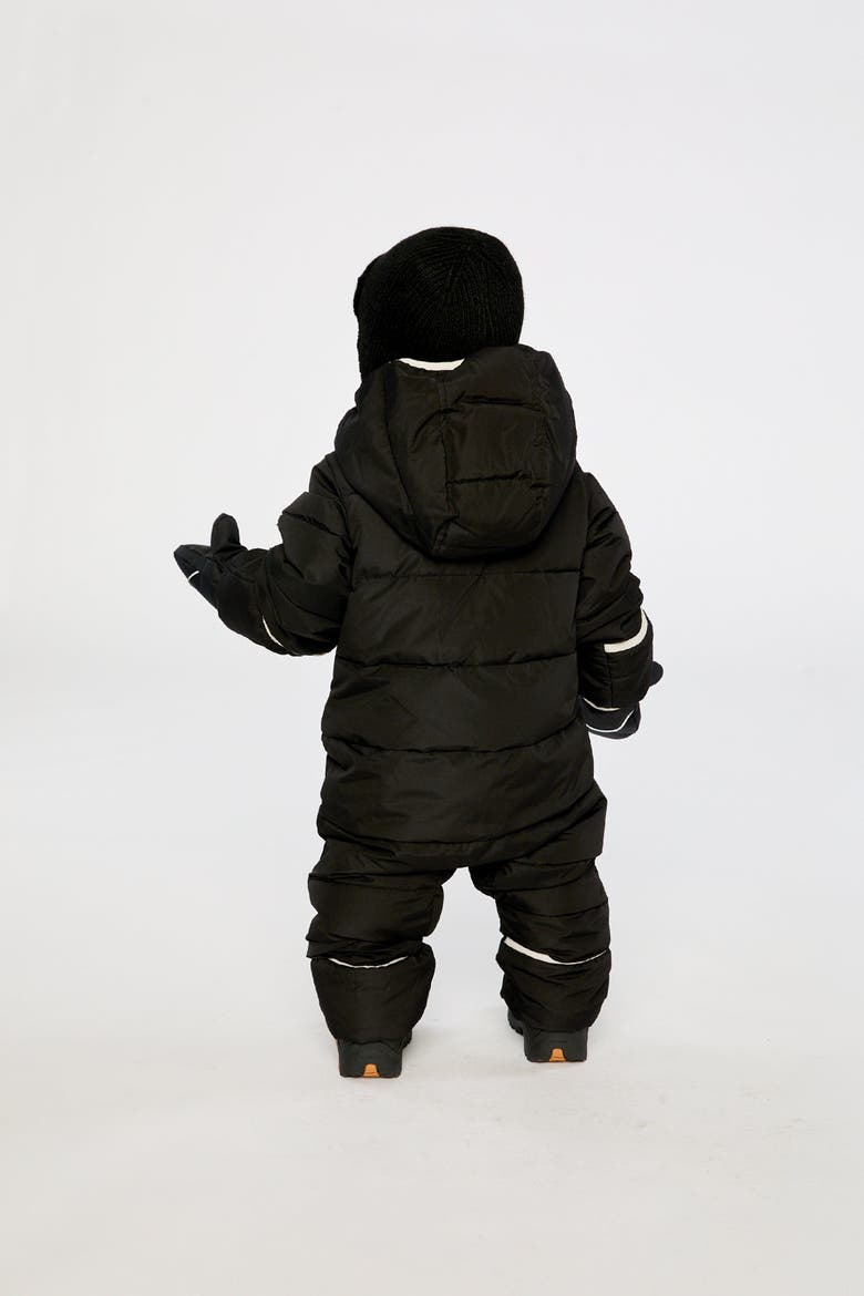 Fleece Hood Fold-Over One Piece Snowsuit, Alternate, color, Noir