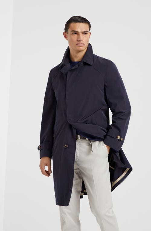 Brunello Cucinelli Water-resistant Microfiber Trench Coat In Azure