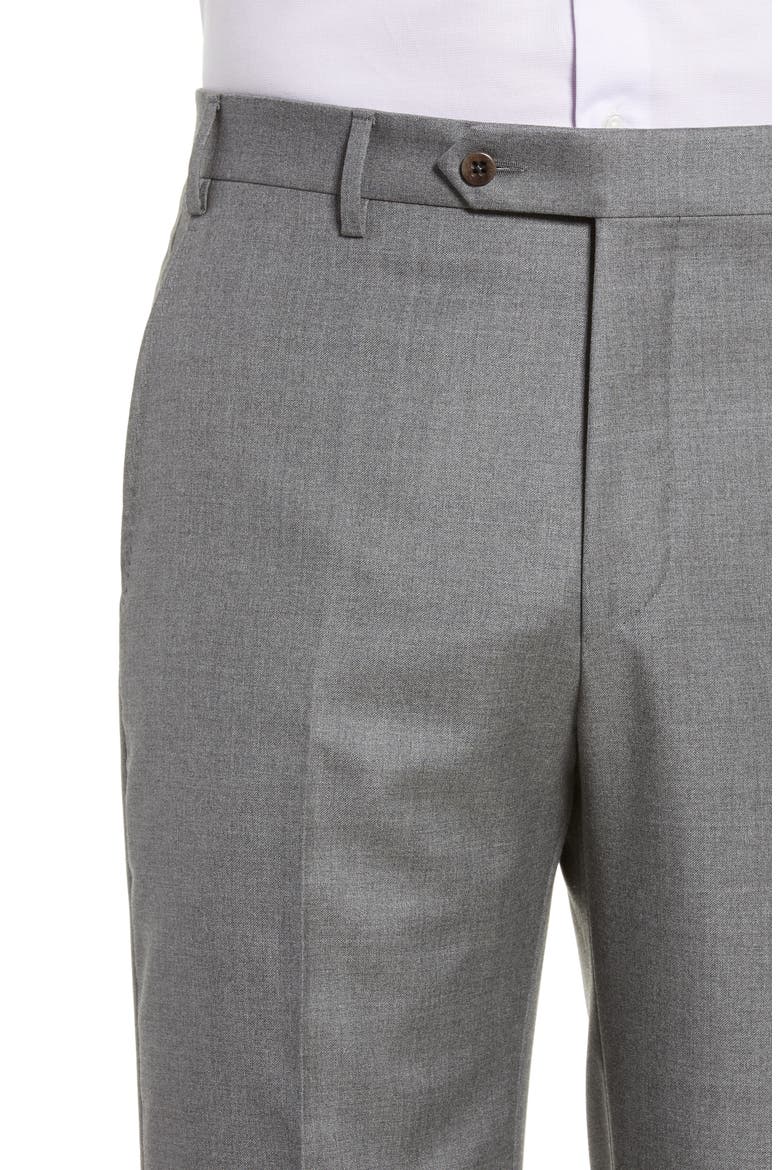 Todd Relaxed Fit Flat Front Solid Wool Dress Pants, Alternate, color, LT/PASGRY8