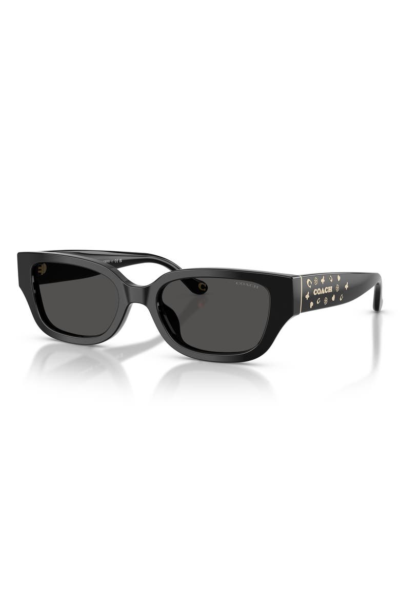 COACH 53mm Rectangular Sunglasses, Alternate, color, Black / Grey Solid