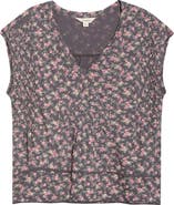 Lucky Brand Floral Smocked Dolman Sleeve Swing Top
