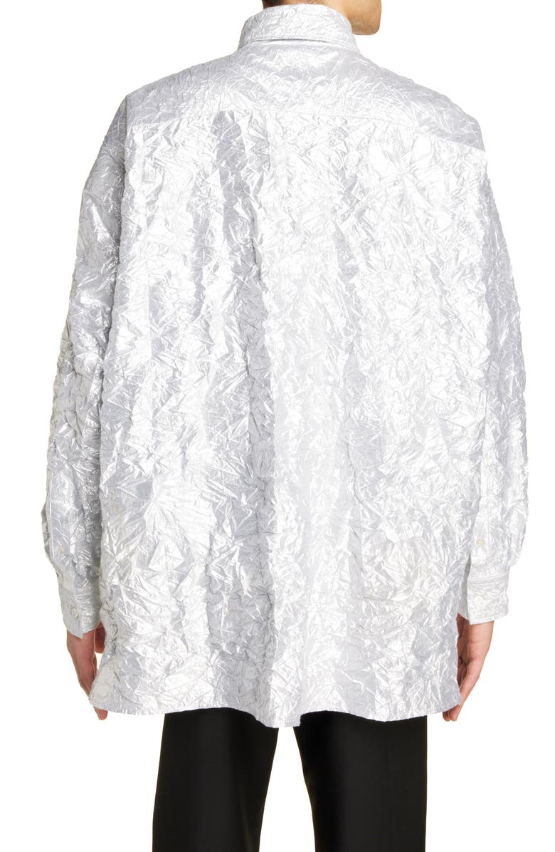 Acne Studios Crinkle Metallic Button-Up Shirt, Alternate, color,