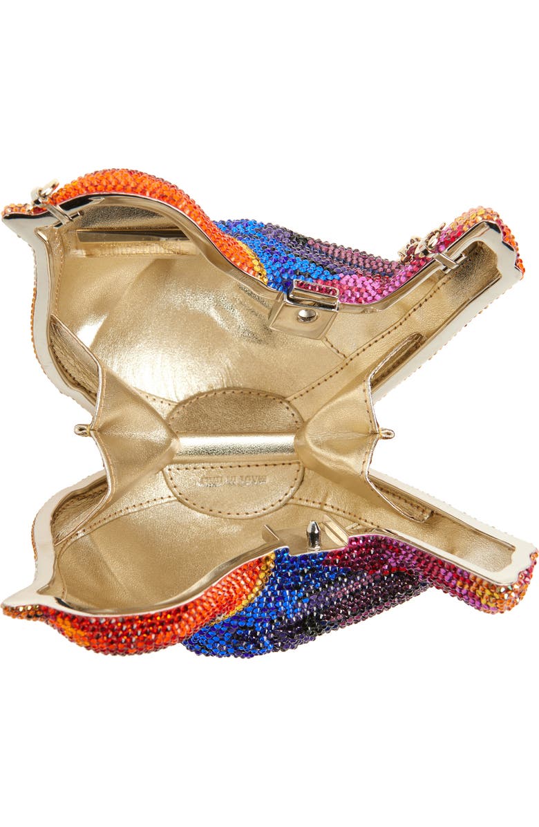 Judith Leiber Bird Kingfisher Crystal Embellished Clutch, Alternate, color,