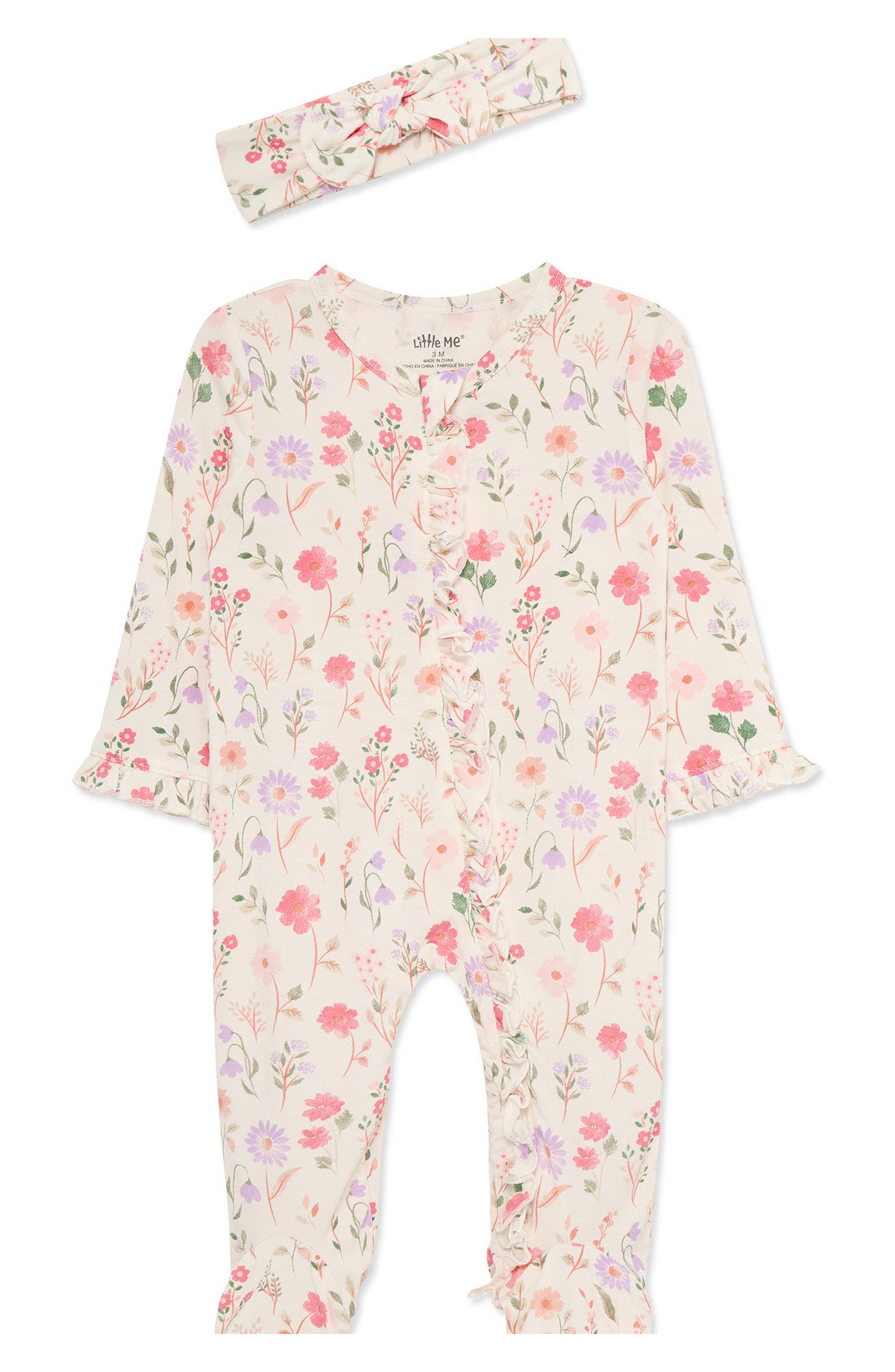 Kids' Meadow Floral Footie & Headband Set