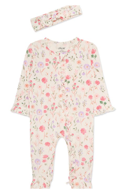 Kids' Meadow Floral Footie & Headband Set